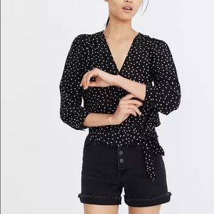 Madewell Silk Star Scatter ButtonDown Blouse Small